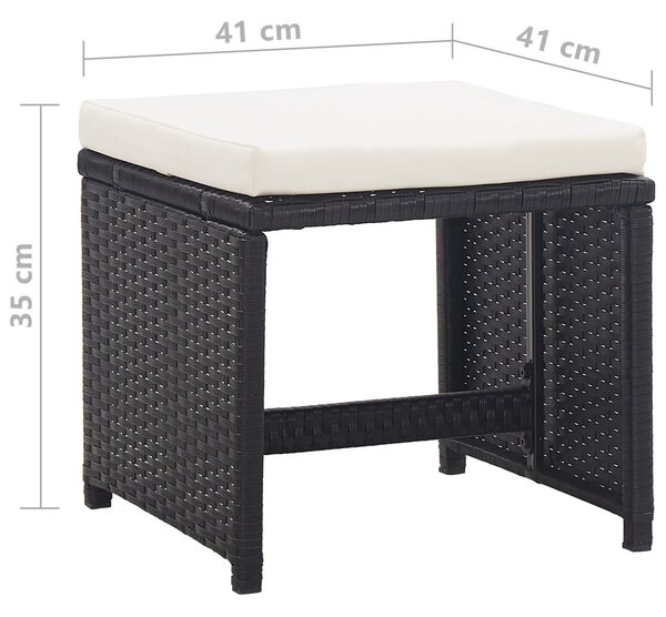 2 db fekete polyrattan kerti ülőke párnával