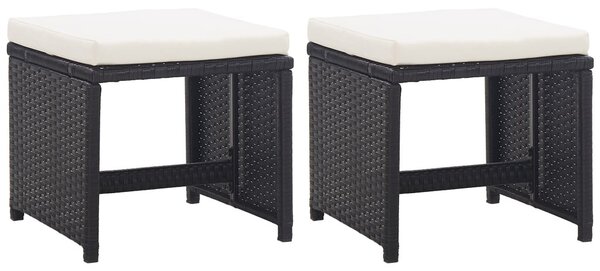 2 db fekete polyrattan kerti ülőke párnával