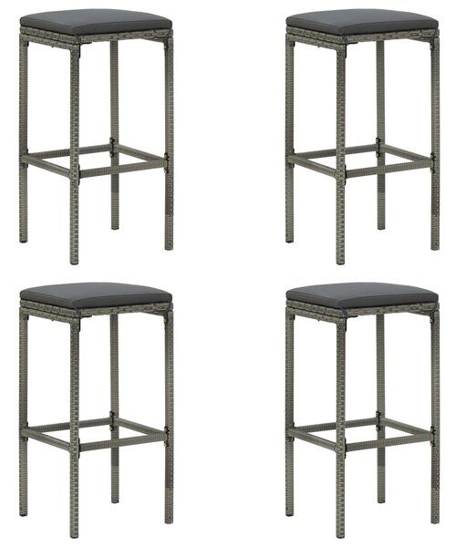 4 db szürke polyrattan bárszék párnával