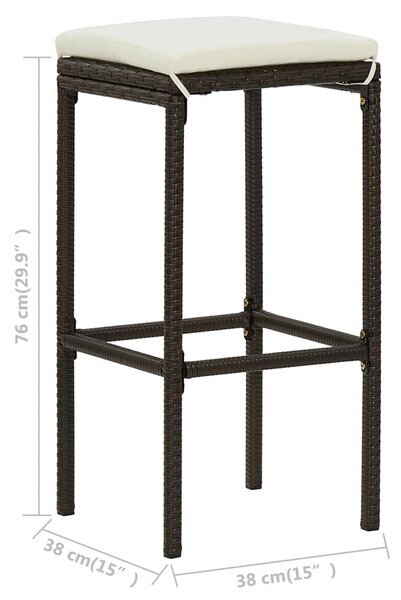 2 db barna polyrattan bárszék párnával