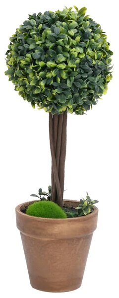 2 db zöld gömbalakú cserepes műpuszpáng 56 cm
