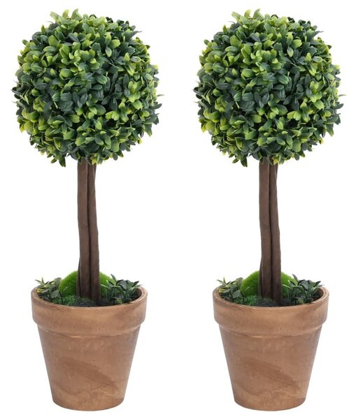 2 db zöld gömbalakú cserepes műpuszpáng 56 cm