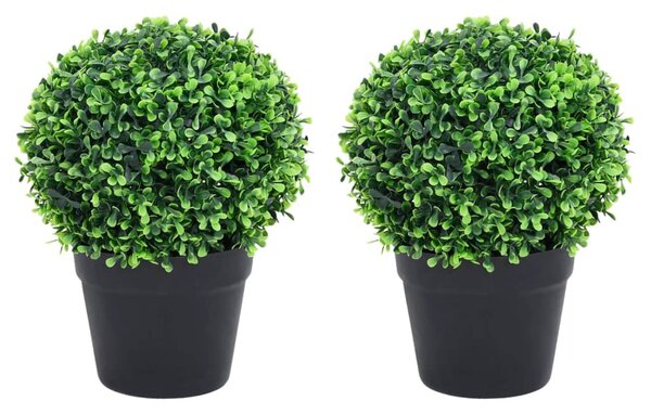 2 db zöld gömbalakú cserepes műpuszpáng 27 cm