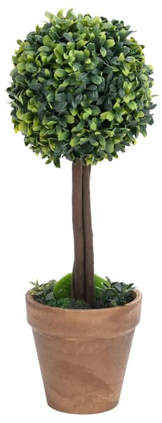 2 db zöld gömbalakú cserepes műpuszpáng 56 cm