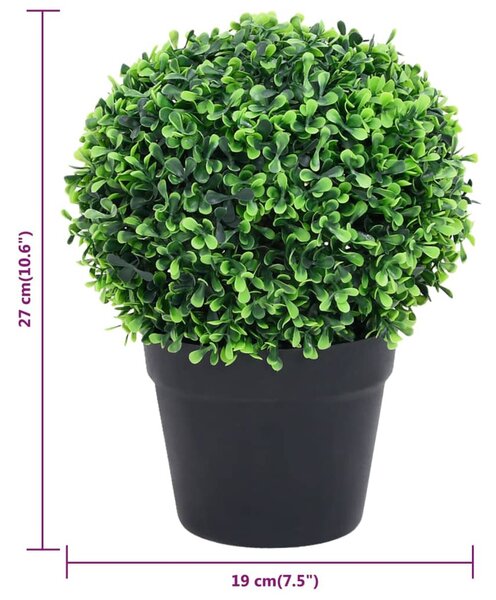 2 db zöld gömbalakú cserepes műpuszpáng 27 cm