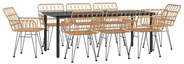 9 részes polyrattan kerti étkezőgarnitúra