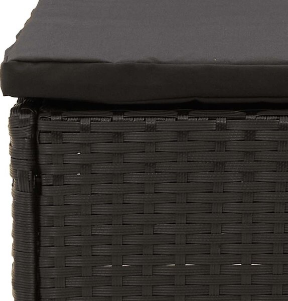 Fekete polyrattan kerti lábtartó párnával