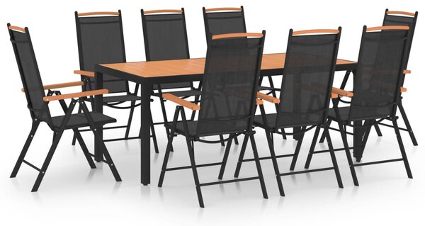 9 részes fekete alumínium kerti étkezőgarnitúra