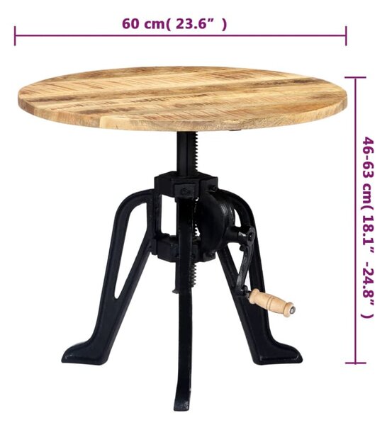 Tömör mangófa és öntöttvas kisasztal 60 x (46-63) cm