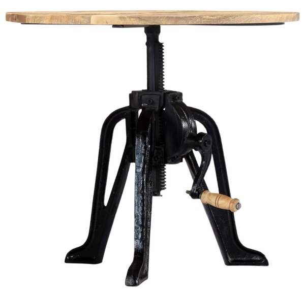 Tömör mangófa és öntöttvas kisasztal 60 x (46-63) cm