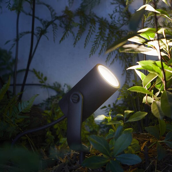 Philips Hue LED spotlámpa Lily, 3 darabos készlet, bridge, RGB, CCT, IP65, dimmelhető, Fekete, Alumínium, Modern