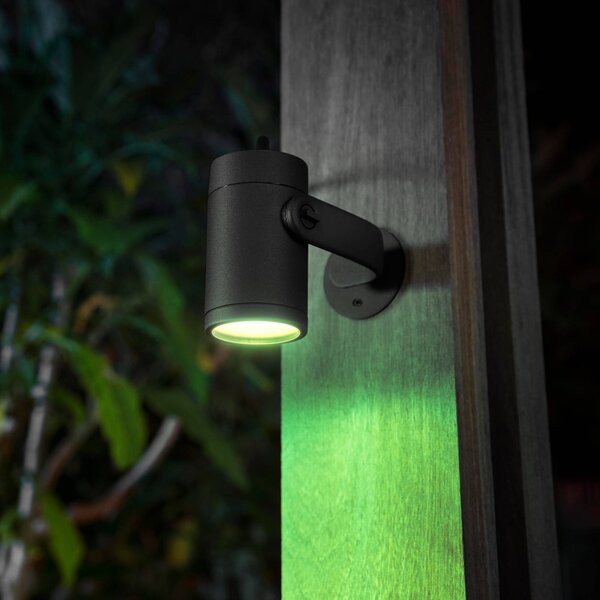 Philips Hue LED spotlámpa Lily, 3 darabos készlet, bridge, RGB, CCT, IP65, dimmelhető, Fekete, Alumínium, Modern