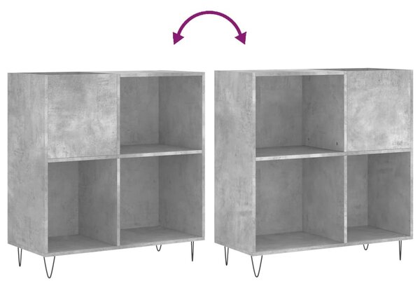 Betonszürke szerelt fa hanglemezszekrény 84,5 x 38 x 89 cm