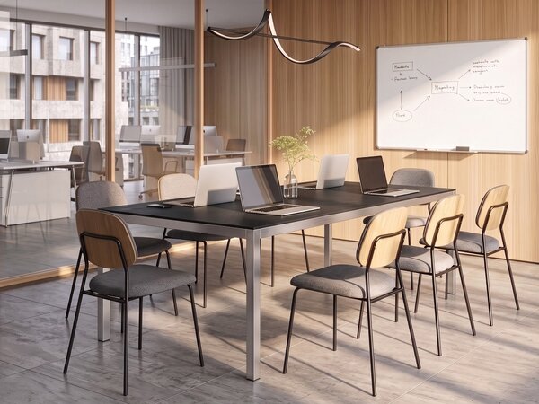 Tárgyalóasztal GROSSETO 90 cm 180 cm Gránit Fekete