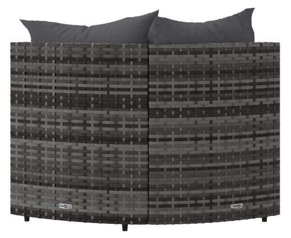 2 db szürke polyrattan kerti sarokkanapé párnával