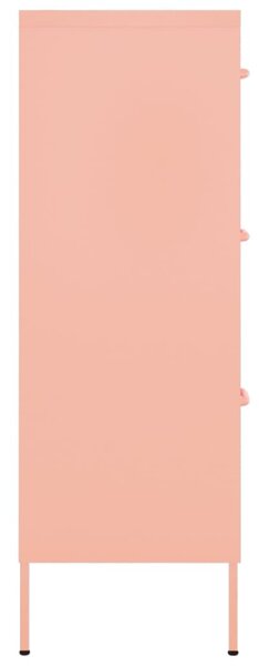 Rózsaszín acél fiókos szekrény 80 x 35 x 101,5 cm