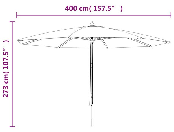 VidaXL terrakotta színű kerti napernyő fa rúddal 400 x 273 cm