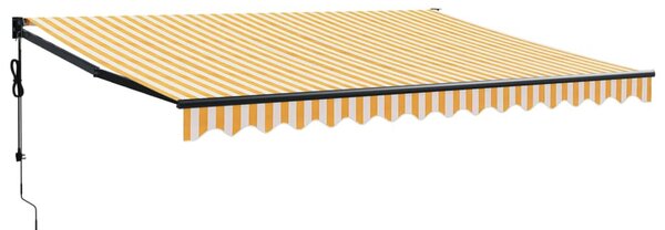 Sárga-fehér automata behúzható napellenző 4,5 x 3 m