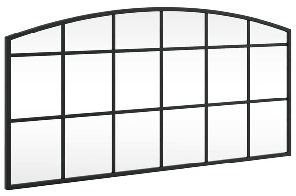 Fekete ívelt vas fali tükör 80 x 40 cm
