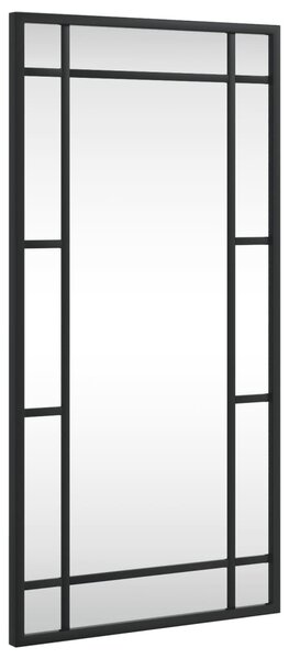 Fekete téglalap alakú vas fali tükör 30 x 60 cm