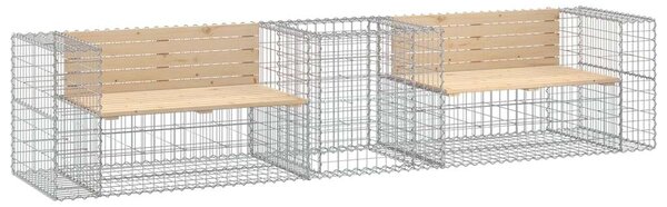 Tömör fenyőfa kerti pad gabion kosárral