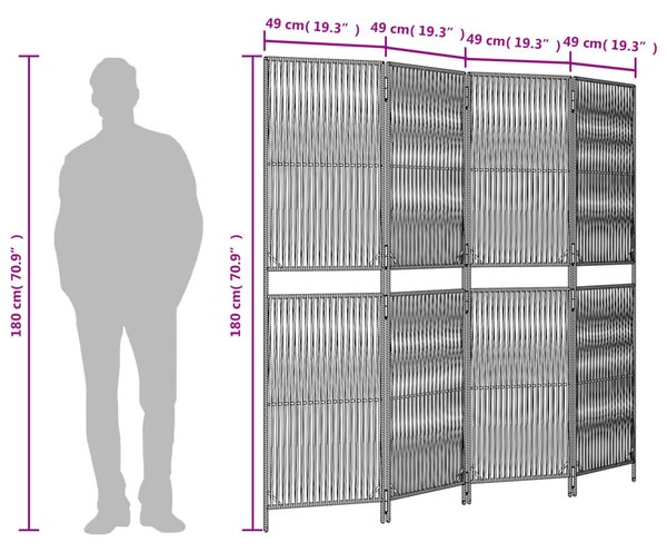 Fekete 4 paneles polyrattan térelválasztó