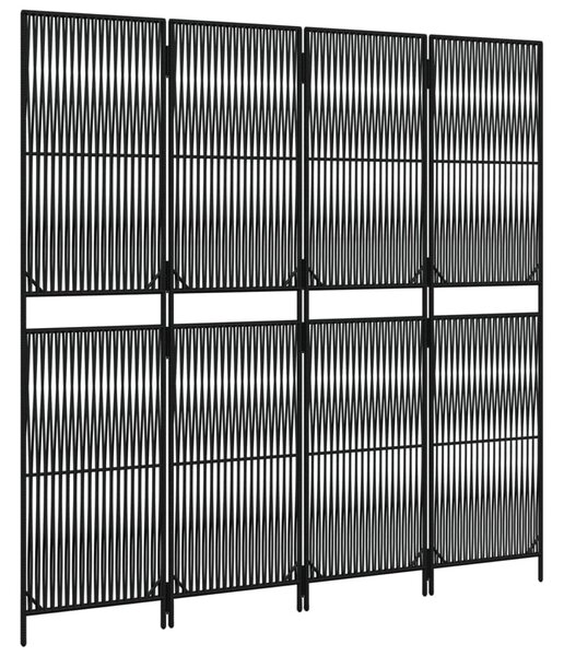 Fekete 4 paneles polyrattan térelválasztó