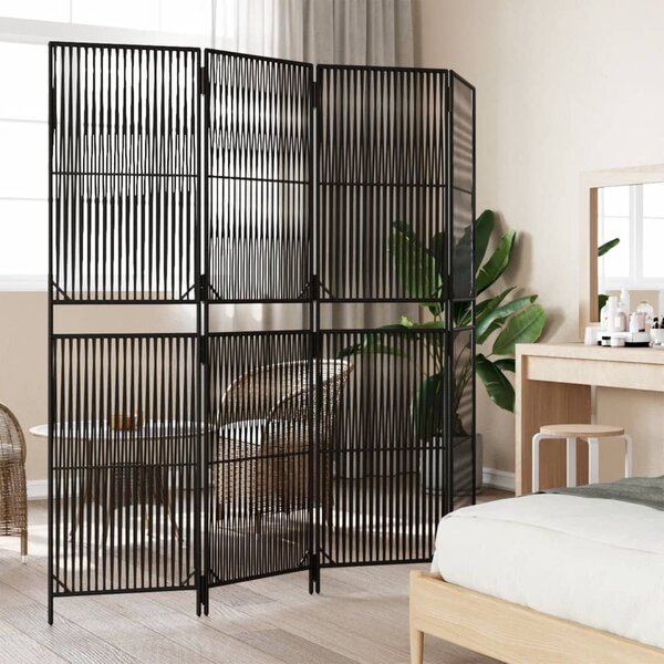 Fekete 4 paneles polyrattan térelválasztó