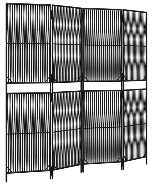 Fekete 4 paneles polyrattan térelválasztó