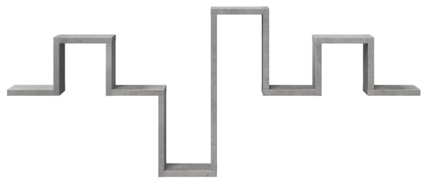 Betonszürke szerelt fa fali polc 104,5 x 10 x 43 cm