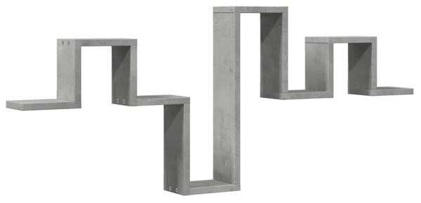 Betonszürke szerelt fa fali polc 104,5 x 10 x 43 cm