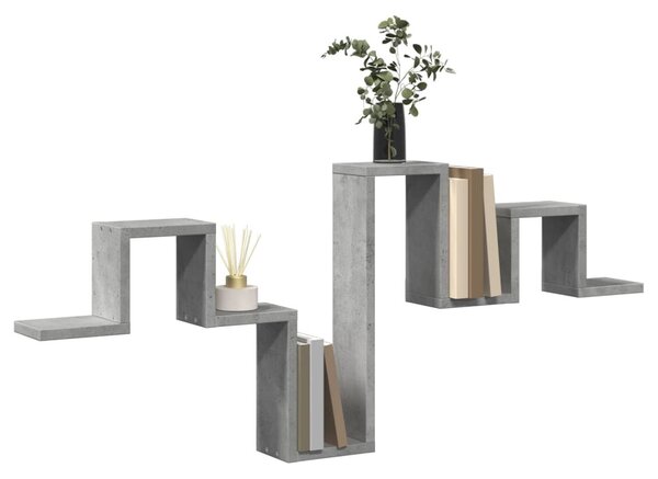 Betonszürke szerelt fa fali polc 104,5 x 10 x 43 cm