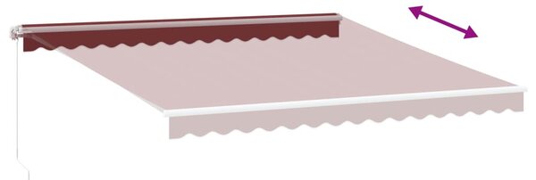 Burgundi vörös kézzel kihúzható LED-es napellenző 400 x 300 cm