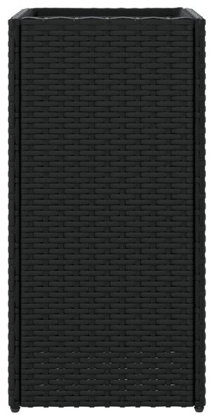 Fekete polyrattan kerti ültetőláda 30x30x60 cm