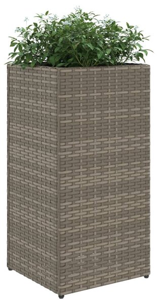Szürke polyrattan kerti ültetőláda 30x30x60 cm