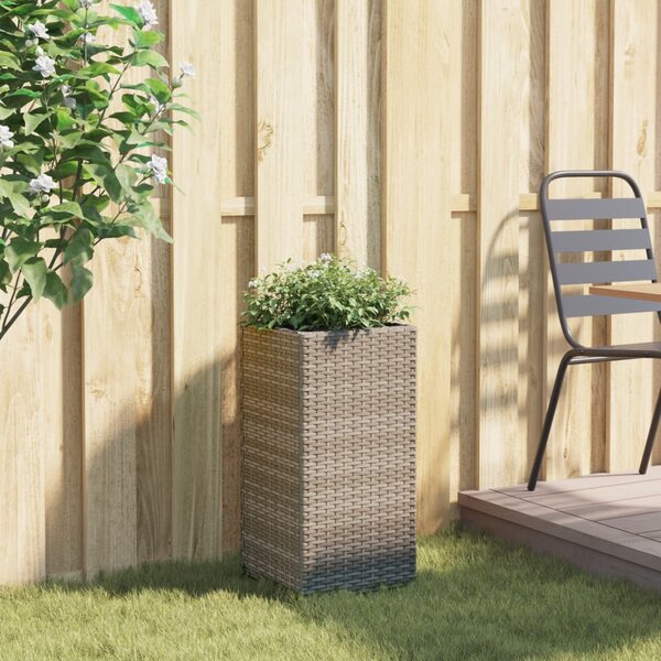 Szürke polyrattan kerti ültetőláda 30x30x60 cm
