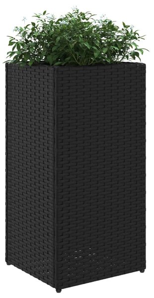Fekete polyrattan kerti ültetőláda 30x30x60 cm
