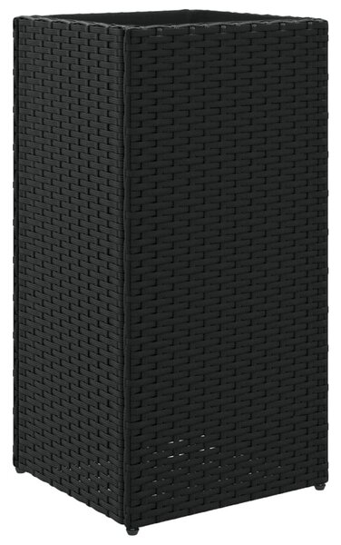 Fekete polyrattan kerti ültetőláda 30x30x60 cm