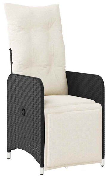 11 részes fekete polyrattan kerti bisztrógarnitúra párnákkal
