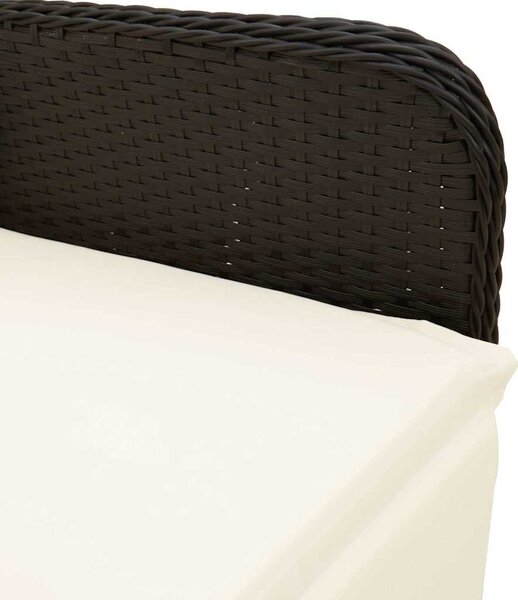 9 részes fekete polyrattan kerti bisztrógarnitúra párnákkal