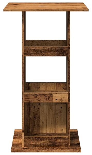 Antik fa színű szerelt fa bárasztal tárolóval 60 x 60 x 102 cm