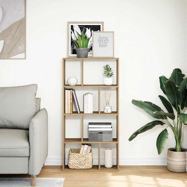 Kézműves tölgy színű szerelt fa könyvespolc 60 x 20 x 120,5 cm