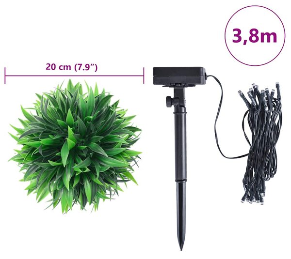 2 db zöld mesterséges boxwood gömbök LED fényekkel 20 cm