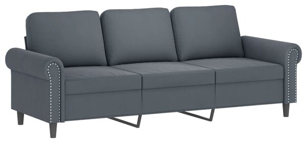 VidaXL 3 személyes sötétszürke bársony kanapé lábtartóval 180 cm