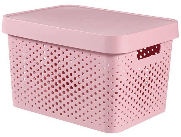 Curver Infinity Dots doboz 17L fedéllel rózsaszín