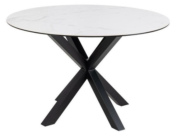 Asztal Oakland 1008, Fehér márvány, Fekete, 75.5cm, Kerámia, Üveg, Fém