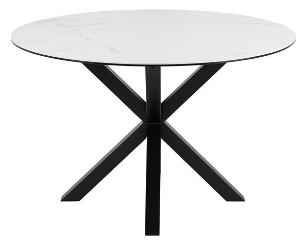 Asztal Norsica 780, 76cm, Fehér márvány, Fekete