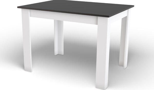MADO fekete étkezőasztal fehér lábakkal 120x80
