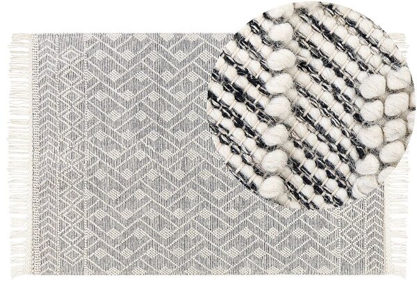 Fekete és fehér gyapjúszőnyeg 160 x 230 cm KAVAK