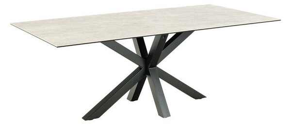 Asztal Oakland 505, Fekete, Világosszürke, 75.5x100x200cm, Kerámia, Edzett üveg, Fém